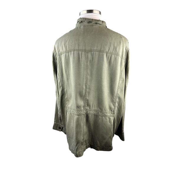 Lane Bryant Army Green Chambray Feel Utility Jacket Women's Plus Size 26/28 - Picture 9 of 14